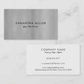 Minimalistische luxe metallic zilveren textuur visitekaartje (Voorkant / Achterkant)