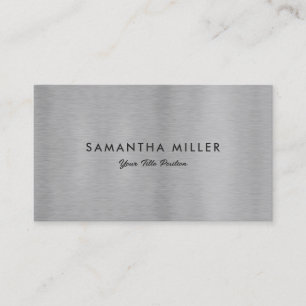 Minimalistische luxe metallic zilveren textuur visitekaartje