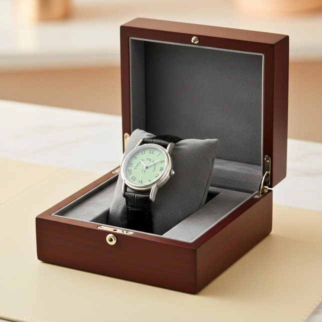 Minimalistische luxe monogram Sage Green eWatch Horloge (Creator heeft geüpload)