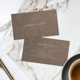 Minimalistische luxe neutrale suède afdruk visitekaartje