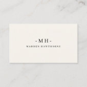 Minimalistische Luxe Professionele Ivoor Monogram Visitekaartje (Voorkant)