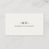 Minimalistische Luxe Professionele Ivoor Monogram Visitekaartje (Voorkant)