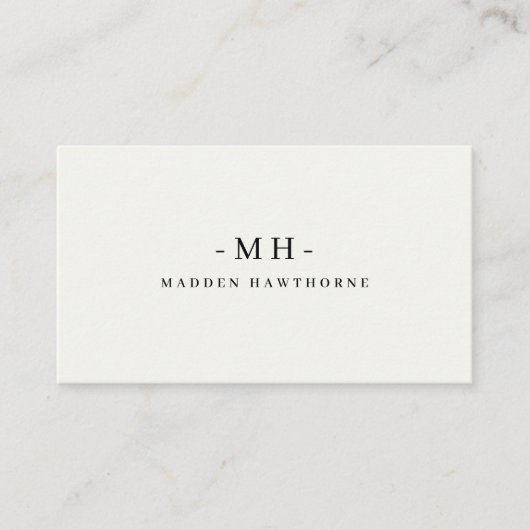 Minimalistische Luxe Professionele Ivoor Monogram  Visitekaartje (Voorkant)