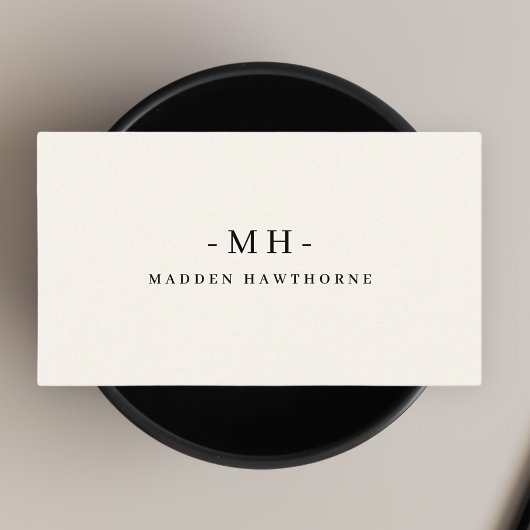 Minimalistische Luxe Professionele Ivoor Monogram Visitekaartje