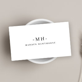 Minimalistische Luxe Professionele Witte Monogram  Visitekaartje