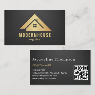 Minimalistische luxe QR-code voor huisbouw Visitekaartje