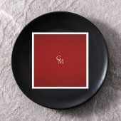 Minimalistische luxe rood & goud monogram bruiloft servet