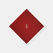 Minimalistische luxe rood & goud monogram bruiloft servet (Hoek)
