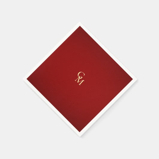 Minimalistische luxe rood & goud monogram bruiloft servet (Hoek)