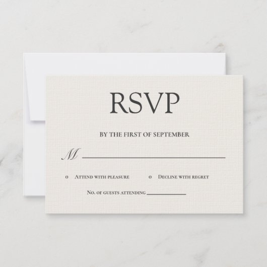 Minimalistische luxe RSVP kaart (Voorkant)