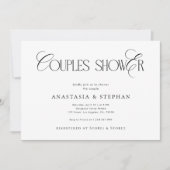 Minimalistische luxe script zwart-wit koppel bruil kaart (Voorkant)