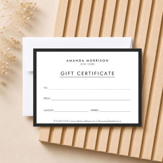 Minimalistische luxe witte cadeaubon