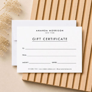 Minimalistische luxe witte cadeaubon