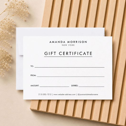 Minimalistische luxe witte cadeaubon
