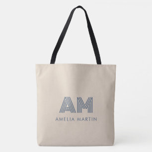 Minimalistische luxe zandbeige monogram tote bag