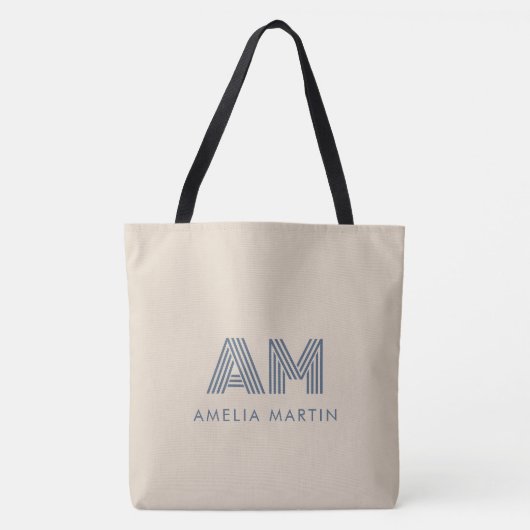 Minimalistische luxe zandbeige monogram tote bag (Voorkant)