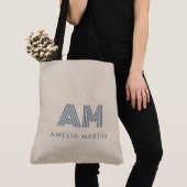 Minimalistische luxe zandbeige monogram tote bag (Dichtbij)