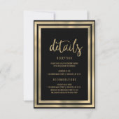 Minimalistische luxe zwart gouden bruiloft Details Kaart (Voorkant)