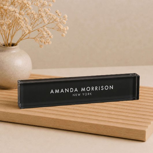 Minimalistische luxe zwart naambordje
