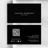 Minimalistische luxe zwart QR Code Social Media Visitekaartje