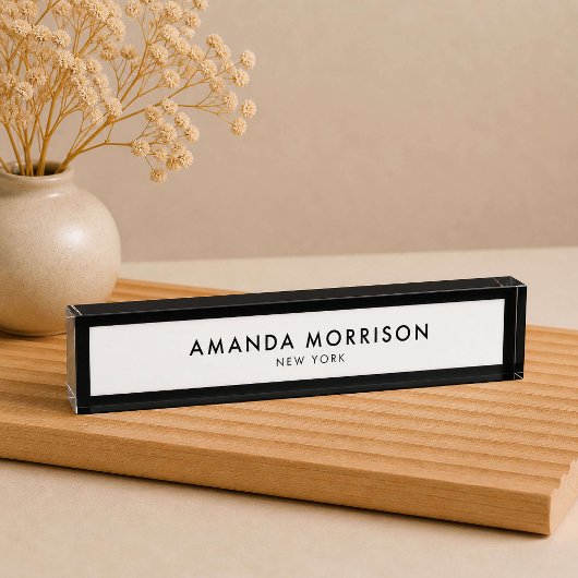 Minimalistische luxe zwart/wit naambordje