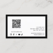 Minimalistische luxe zwart/wit QR Code Social Medi Visitekaartje (Achterkant)