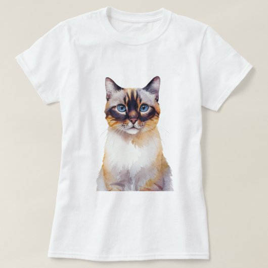 Minimalistische Lynx Point Siamese kat geïnspireer T-shirt (Design voorkant)