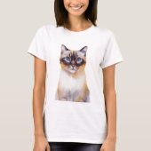 Minimalistische Lynx Point Siamese kat geïnspireer T-shirt (Voorkant)