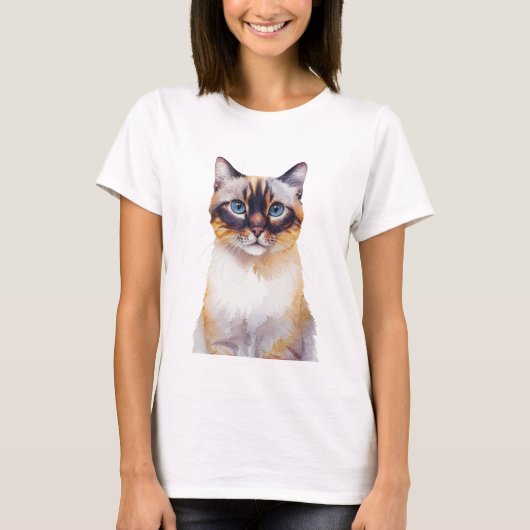 Minimalistische Lynx Point Siamese kat geïnspireer T-shirt (Voorkant)