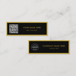 Minimalistische M Goud Zwart Schrift QR Wit Contactkaartje