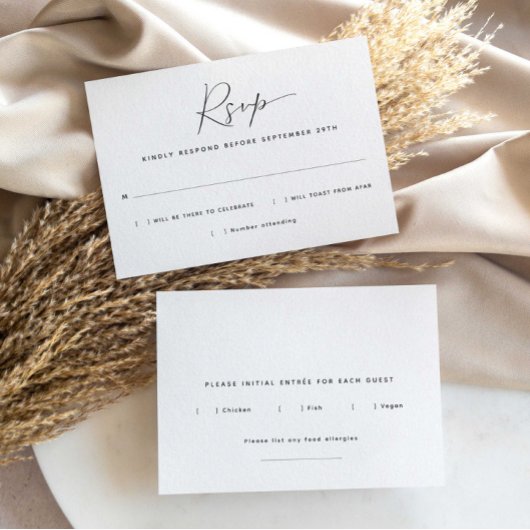 Minimalistische Maaltijdkeuze RSVP-kaart RSVP Kaartje
