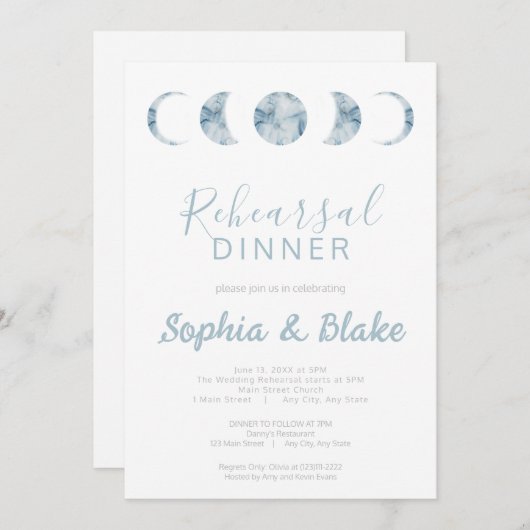 Minimalistische maan fasen Celestial repetitie din Kaart (Voorkant / Achterkant)