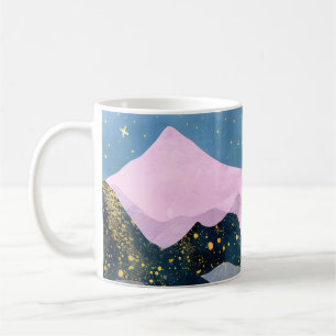 Minimalistische Maan Sterren Hemelse Bergvallei Koffiemok