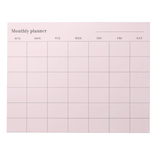 Minimalistische maandelijkse planner, aangepaste t notitieblok (Voorkant)