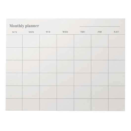 Minimalistische maandelijkse planner, aangepaste t notitieblok (Voorkant)