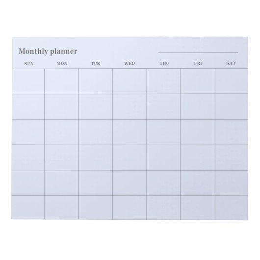 Minimalistische maandelijkse planner, aangepaste t notitieblok (Voorkant)