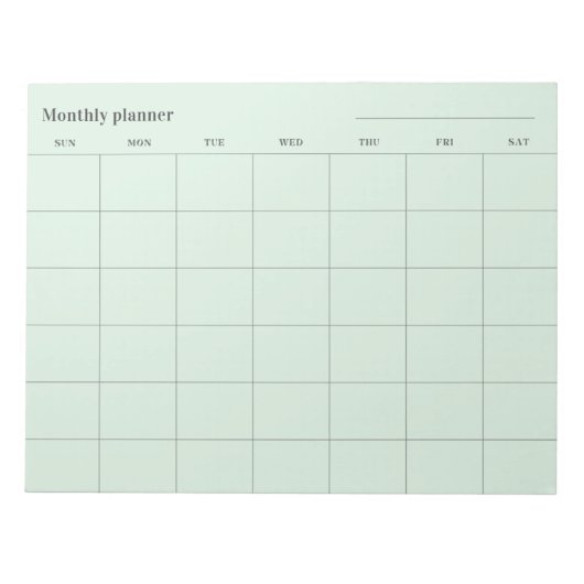 Minimalistische maandelijkse planner, aangepaste t notitieblok (Voorkant)