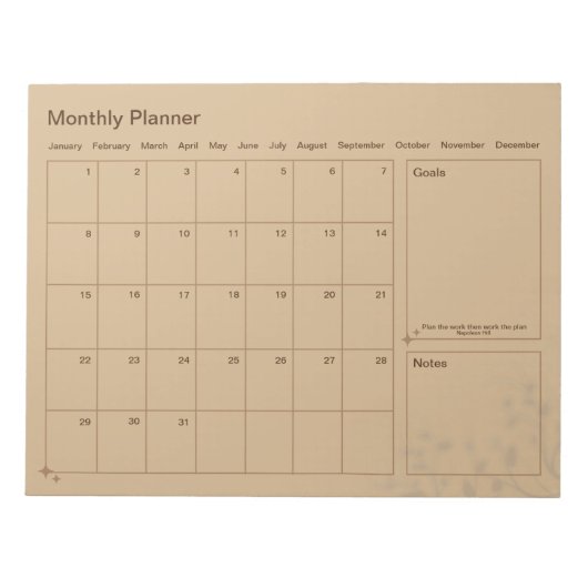 minimalistische maandplanner notitieblok (Voorkant)