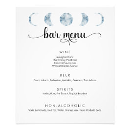 Minimalistische maanfasen bruiloft bar menu Poster