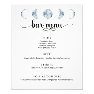 Minimalistische maanfasen bruiloft bar menu Poster