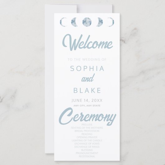 Minimalistische maanfasen hemelhuwelijksprogramma (Voorkant)