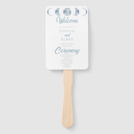 Minimalistische maanfasen hemelhuwelijksprogramma handwaaier (Voorkant)