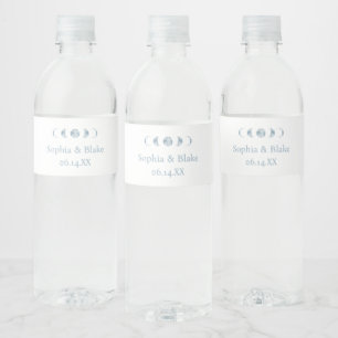Minimalistische Maanfasen Hemels Huwelijk Waterfles Etiket