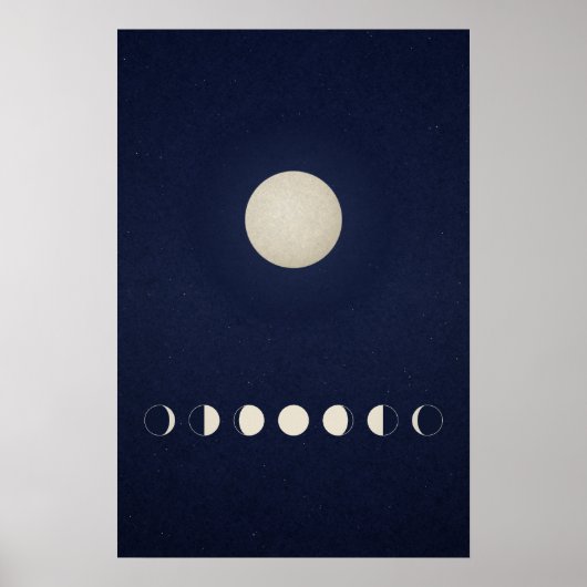Minimalistische Maanfasen Hemelse Muurkunst Poster (Voorkant)