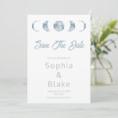 Minimalistische maanfases Celestial Save the Date Kaart (Staand voorkant)