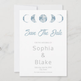 Minimalistische maanfases Celestial Save the Date Kaart