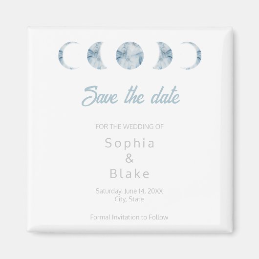 Minimalistische maanfases Celestial Save the Date Magneet (Voorkant)
