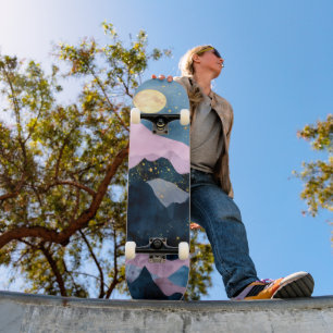 Minimalistische Maansterren Hemelse Bergvallei Persoonlijk Skateboard