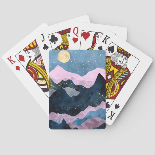 Minimalistische Maansterren Hemelse Bergvallei Pokerkaarten (Achterkant)