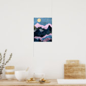 Minimalistische Maansterren Hemelse Bergvallei Poster (Keuken)